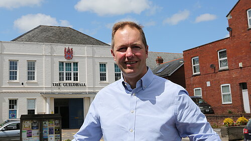 Richard Foord pictured in front of Axminster Guildhall