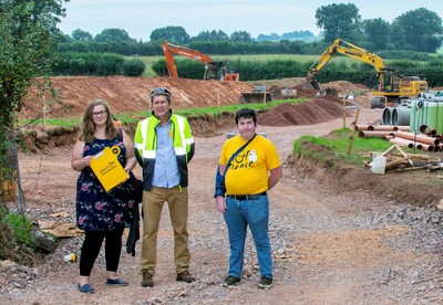 Cllr Siobhan Knight on a site visit along Blundells Road, Tiverton,  with Cllrs David Sutton (Lowman) and Ben Holdman (Castle)