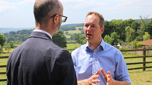 Richard Foord speaking to a journalist